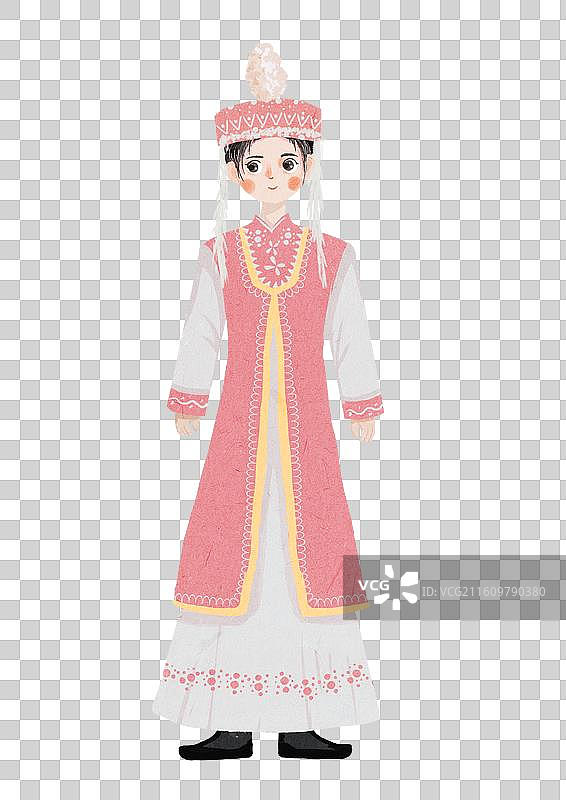 穿着传统哈萨克族民族服装女肖像图片素材