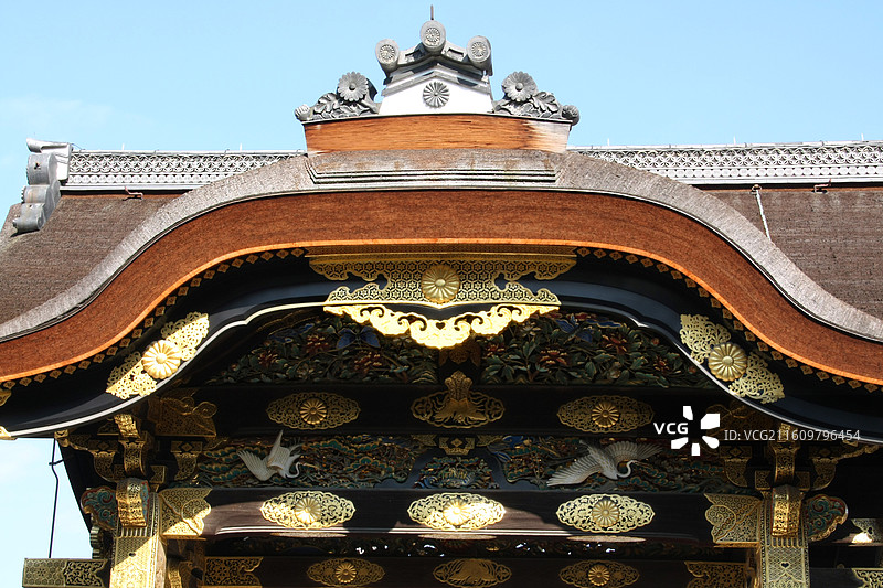 日本京都二条城世界文化遗产德川家康江户幕府本丸御殿二之丸御殿庭院唐门图片素材