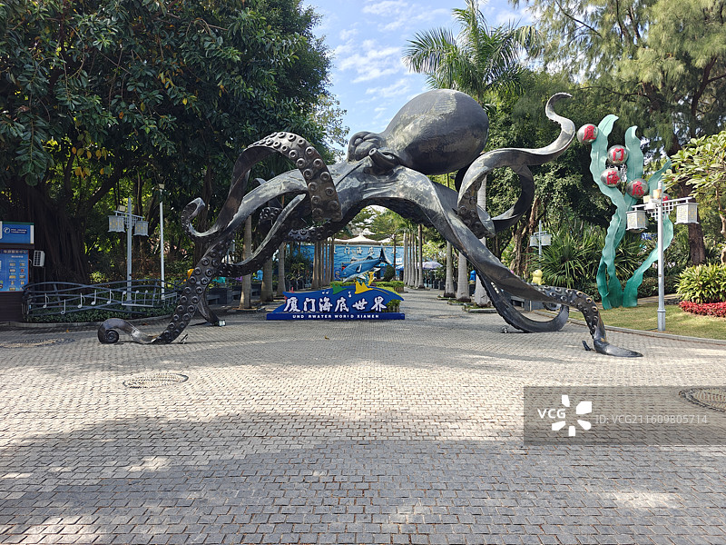 鼓浪屿-厦门海底世界-八爪鱼雕像图片素材