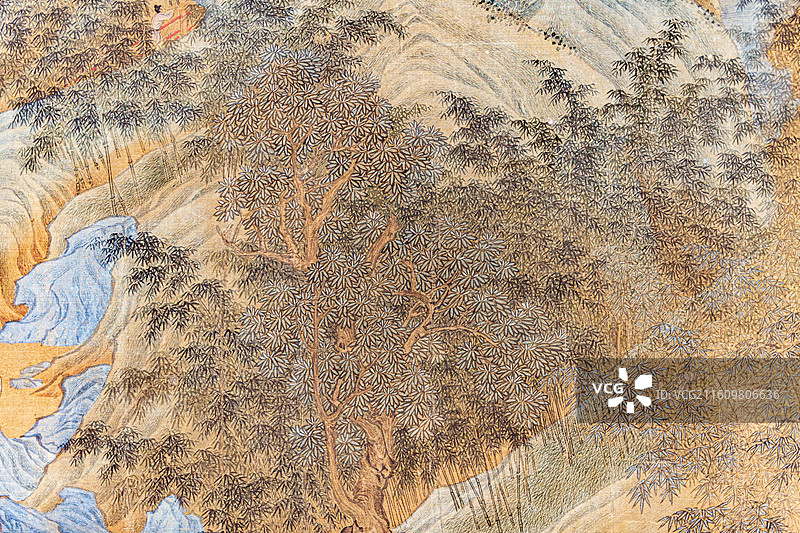 南京博物院藏明仇英绢本设色曲水流觞图卷图片素材