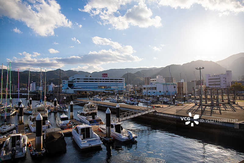 日本大分县别府的城市景观图片素材