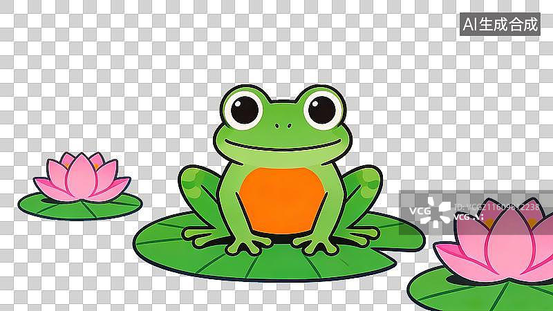 【AI数字艺术】池塘中的小青蛙元素图片素材