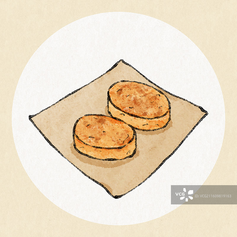 安徽美食插画-腰子饼图片素材