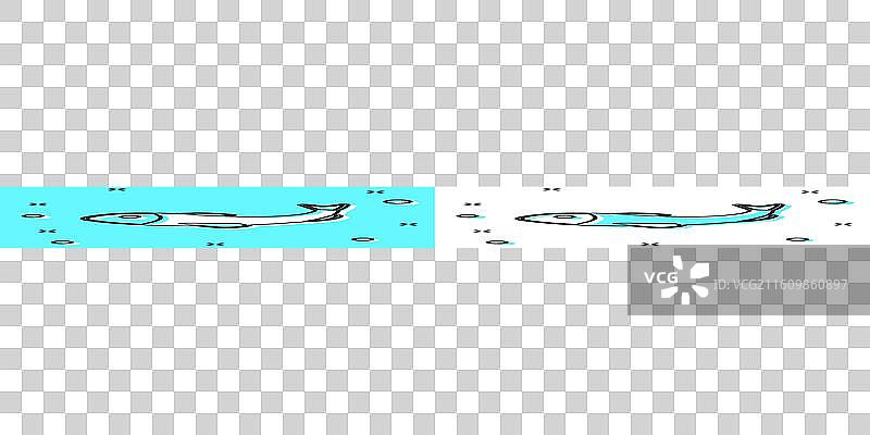 黑色线条的干鱼图标，孤立在绿色背景上图片素材