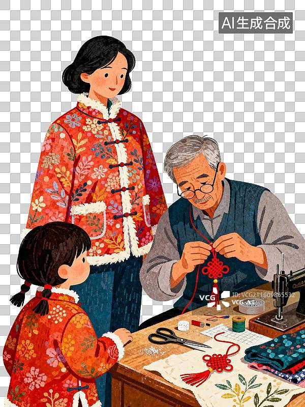 【AI数字艺术】裁缝店制新衣 插画PNG元素图片素材