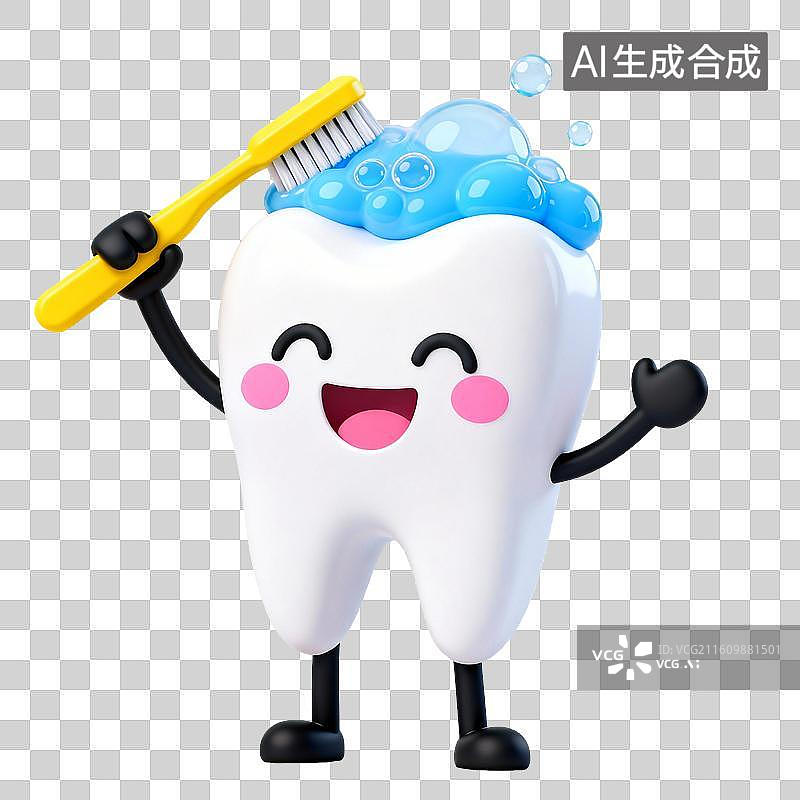 【AI数字艺术】卡通牙齿刷牙图片素材