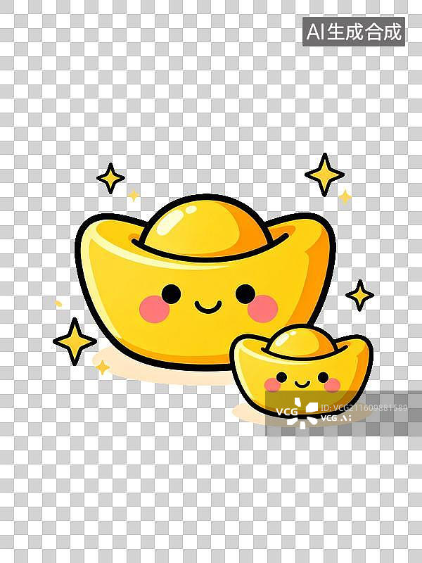 【AI数字艺术】卡通金元宝形象图片素材