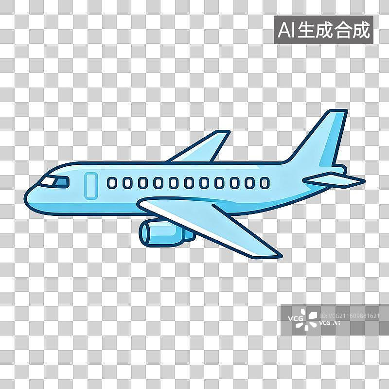 【AI数字艺术】蓝色客机侧面图图片素材