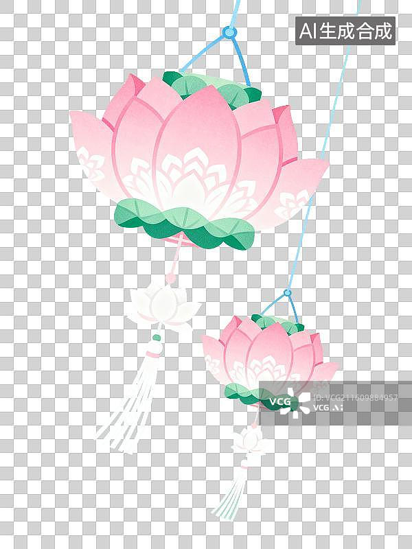 【AI数字艺术】粉色莲花挂饰装饰品图片素材