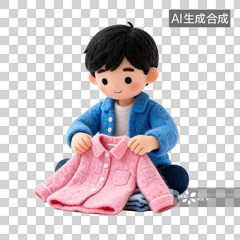 【AI数字艺术】可爱毛毡风儿童活动元素建模图片素材