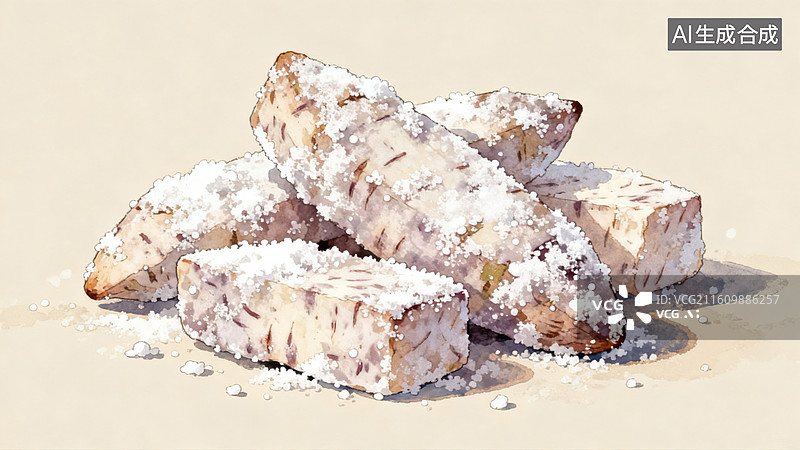 【AI数字艺术】糖霜芋头甜点特写图片素材