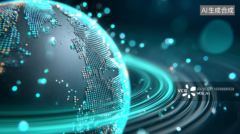 【AI数字艺术】互联网科技背景——数字地球图片素材