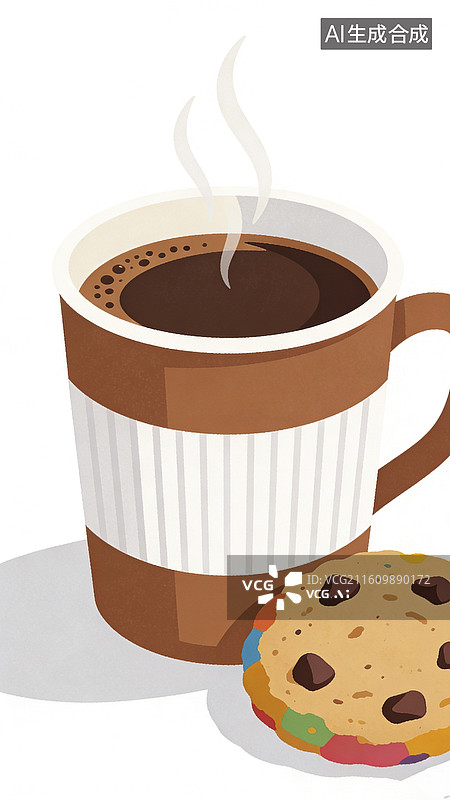 【AI数字艺术】咖啡杯饼干插画图片素材