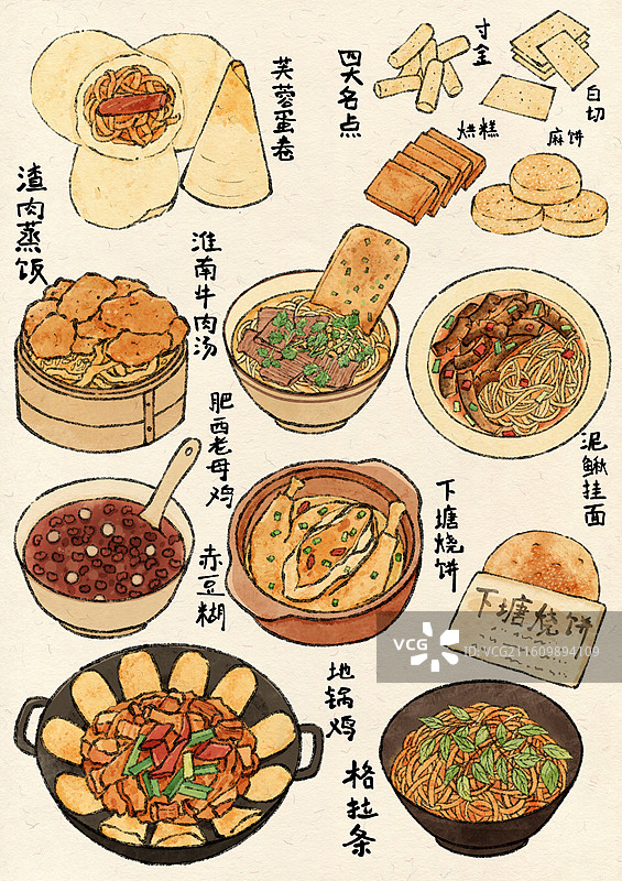 安徽美食插画图片素材
