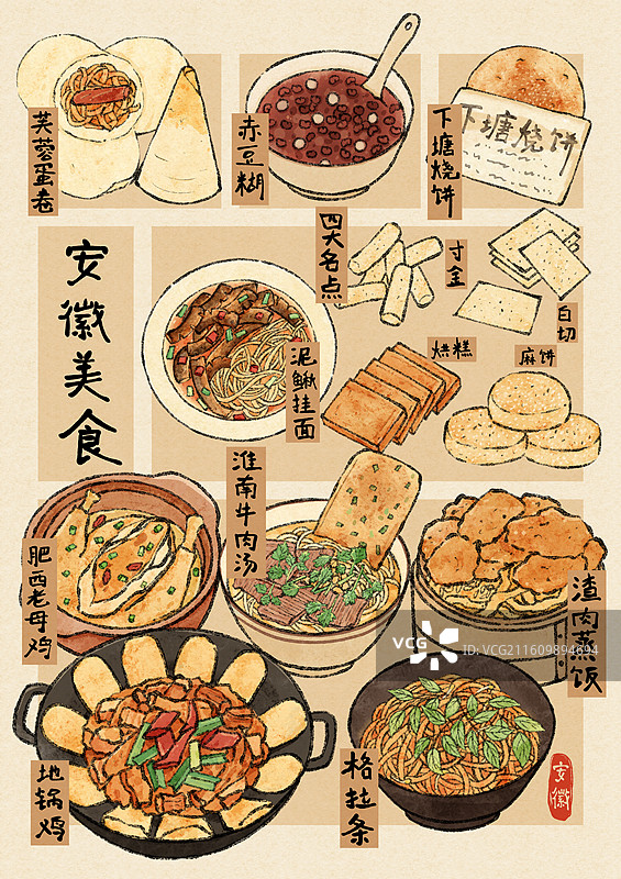 安徽美食插画图片素材