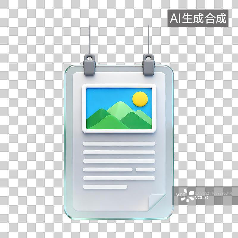 【AI数字艺术】3D磨砂玻璃材质插画展示说明卡片元素图片素材