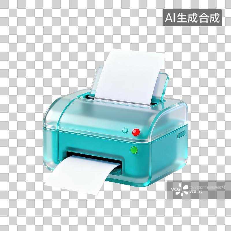 【AI数字艺术】3D磨砂玻璃材质打印机元素图片素材