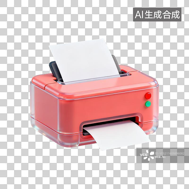 【AI数字艺术】3D磨砂玻璃材质打印机元素图片素材