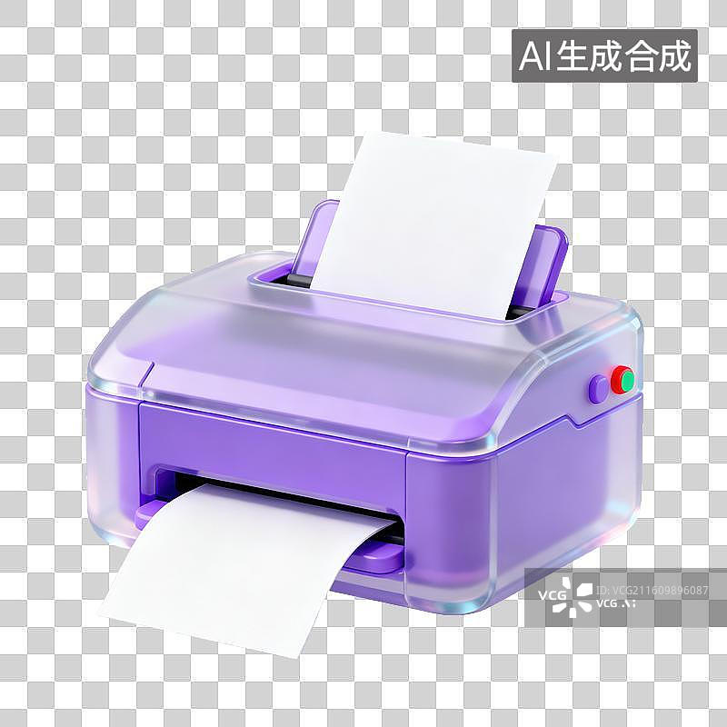 【AI数字艺术】3D磨砂玻璃材质打印机元素图片素材