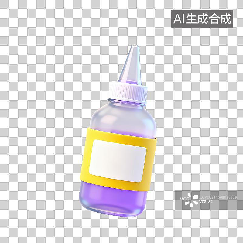 【AI数字艺术】3D磨砂玻璃材质尖嘴滴管式容器瓶颜料元素图片素材