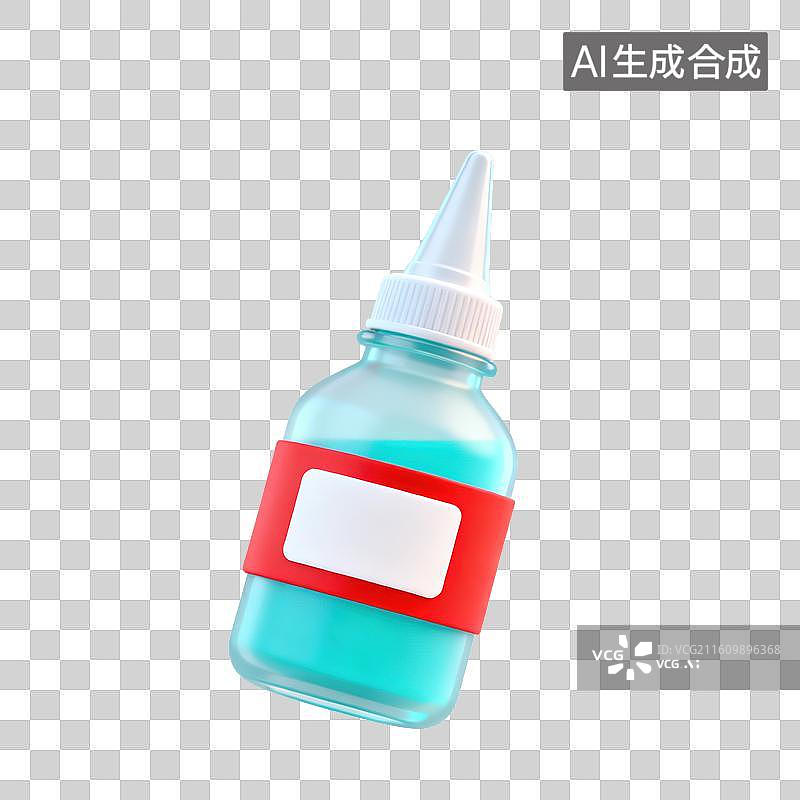 【AI数字艺术】3D磨砂玻璃材质尖嘴滴管式容器瓶颜料元素图片素材