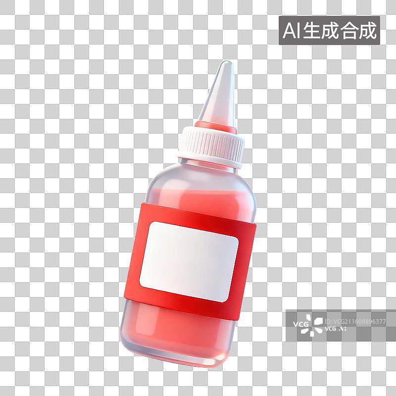 【AI数字艺术】3D磨砂玻璃材质尖嘴滴管式容器瓶颜料元素图片素材