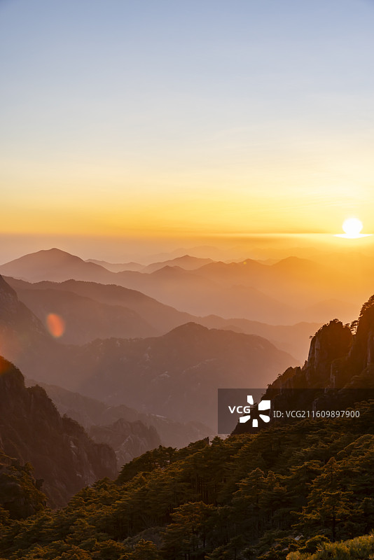 安徽黄山日落美景图片素材