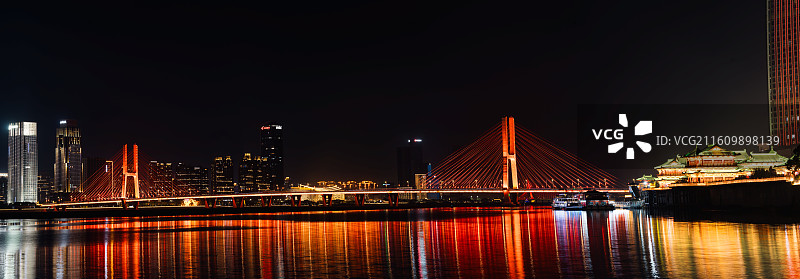 江西省南昌市赣江夜景城市风光图片素材