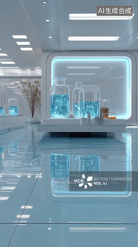 【AI数字艺术】现代化实验室展示区图片素材