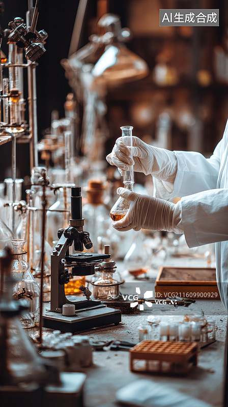 【AI数字艺术】实验室中进行化学实验图片素材