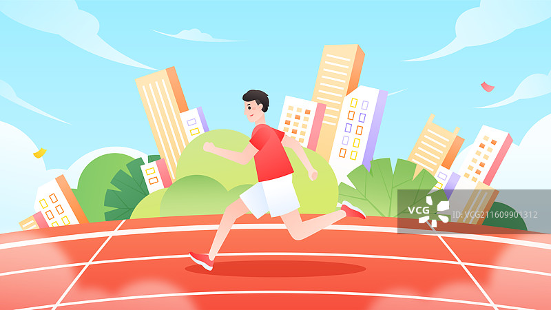 城市跑道上跑步的运动员图片素材