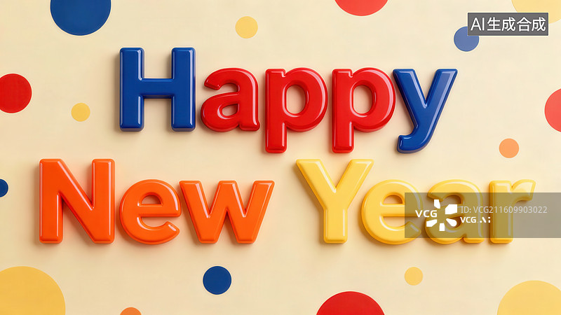 【AI数字艺术】新年快乐彩色文字背景图片素材