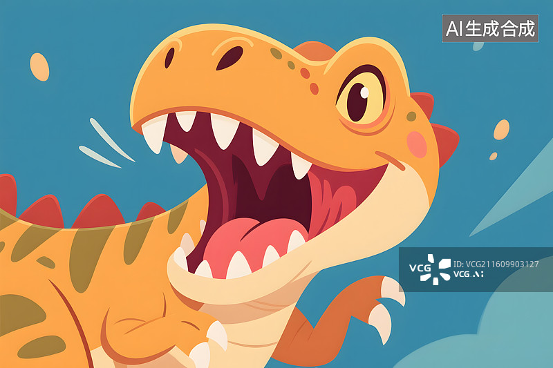 【AI数字艺术】卡通霸王龙咆哮图片素材