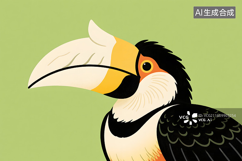 【AI数字艺术】奇幻巨嘴鸟肖像插画图片素材