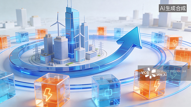 【AI数字艺术】智能城市能源增长与可持续发展图片素材
