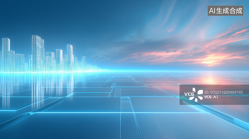 【AI数字艺术】汽车广告背景图——抽象现代极简城市建筑天际线图片素材