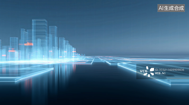 【AI数字艺术】汽车广告背景图——抽象现代极简城市建筑天际线图片素材