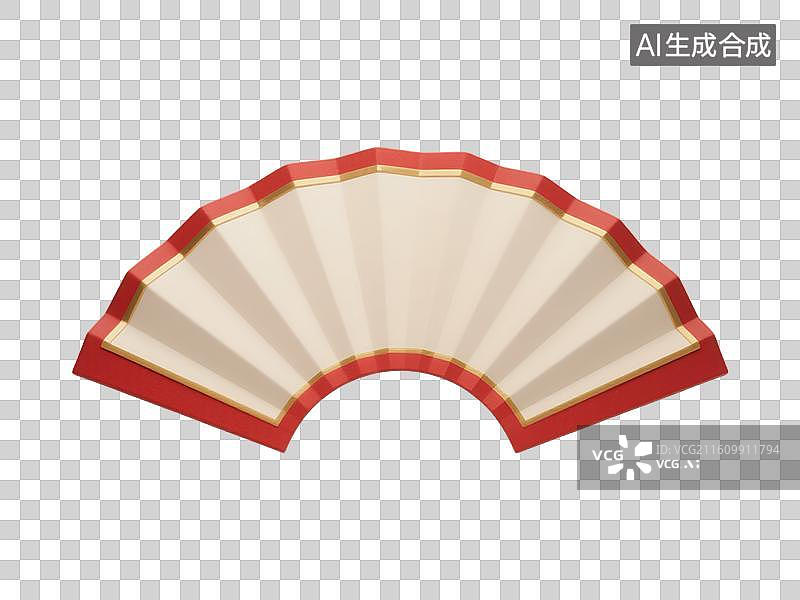 【AI数字艺术】中国风红金折扇图片素材
