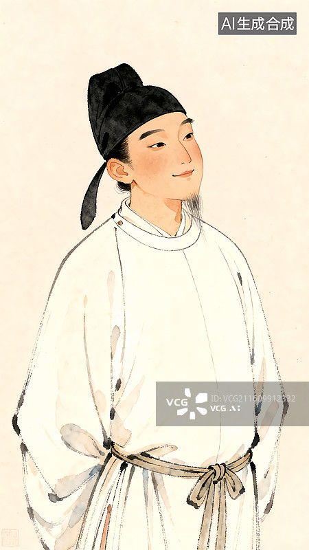 【AI数字艺术】国潮汉服人物诗人插画图片素材