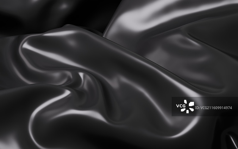 黑色柔软光滑的布料背景3D渲染图片素材