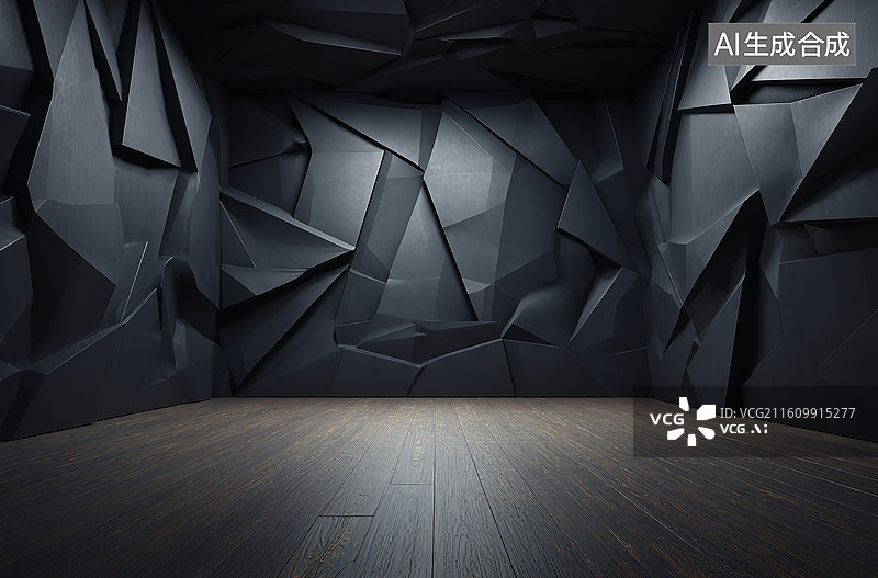 【AI数字艺术】几何抽象室内空间图片素材