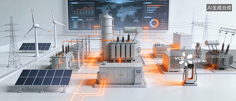 【AI数字艺术】智能能源电网与可再生资源图片素材