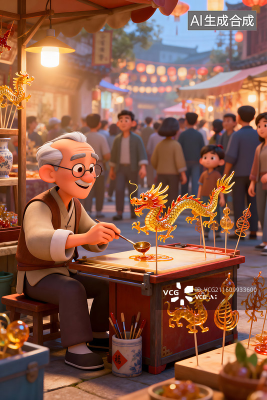 【AI数字艺术】非遗糖画微缩景观图片素材