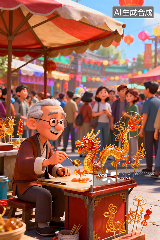 【AI数字艺术】非遗糖画微缩景观图片素材