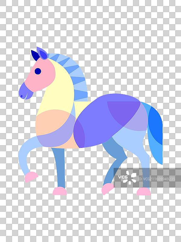 卡通可爱抽象几何拼接小马免抠元素图片素材