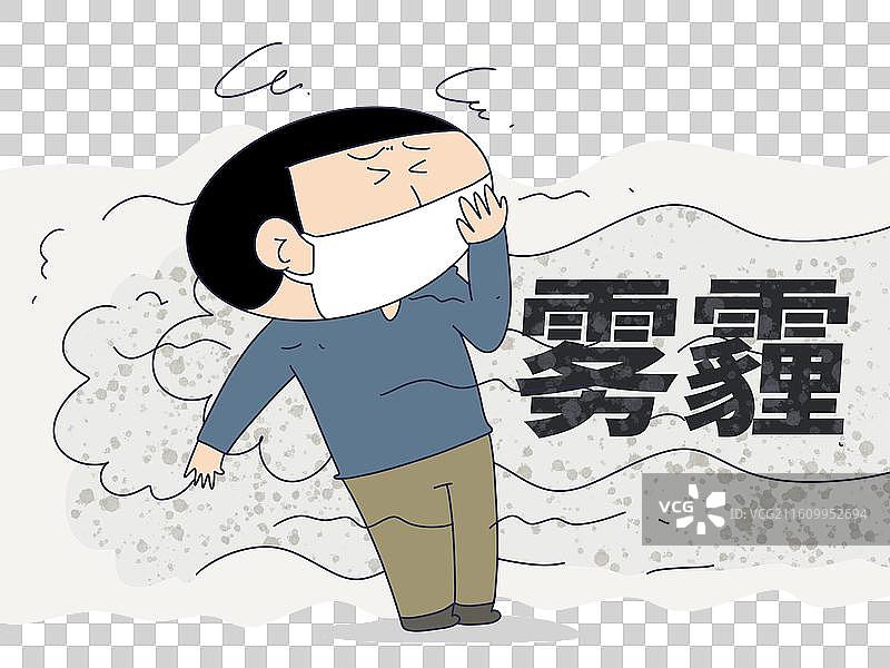 雾霾天气，戴口罩的人物图片素材