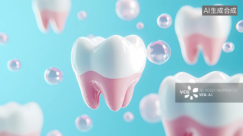 【AI数字艺术】牙齿洁牙洗牙水分子医学插画图片素材