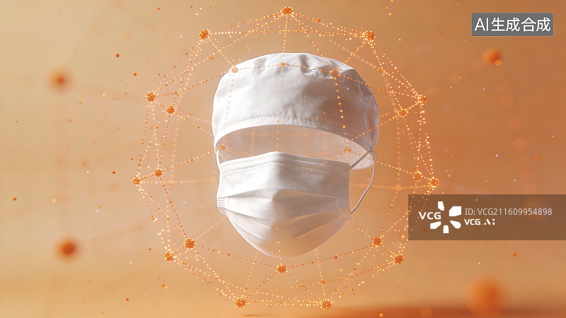 【AI数字艺术】医疗口罩与数字电路设计图片素材