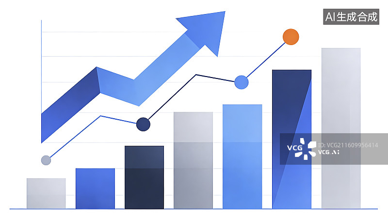 【AI数字艺术】商业增长趋势图表展示图片素材