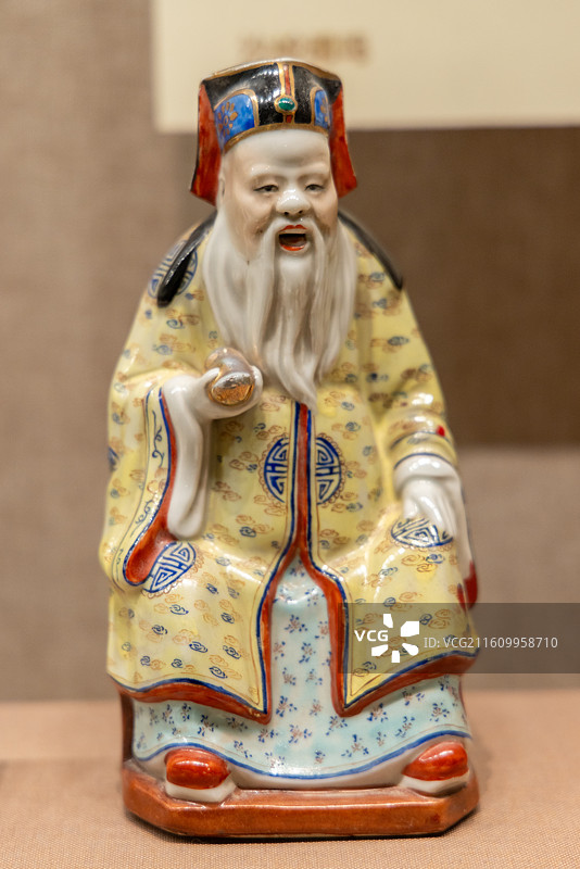 甘肃酒泉敦煌博物馆 清 财神爷像 1966年五墩公社交图片素材